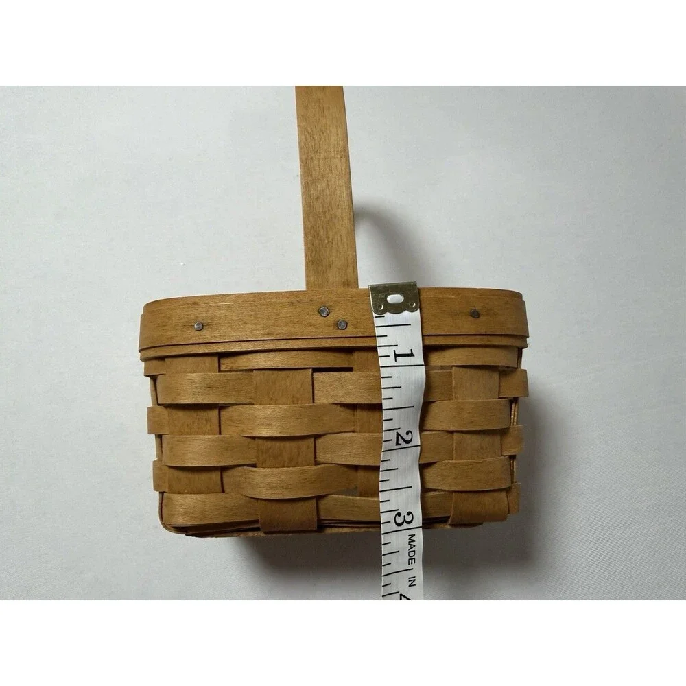 Longaberger Brown Wooden Basket & Plastic Liner 2003 Salt Pepper Shaker Holder